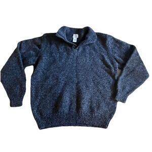 LL Bean Sweater Mens XL Lambs Wool Collared‎ Chunky Knit Gray Warm Soft